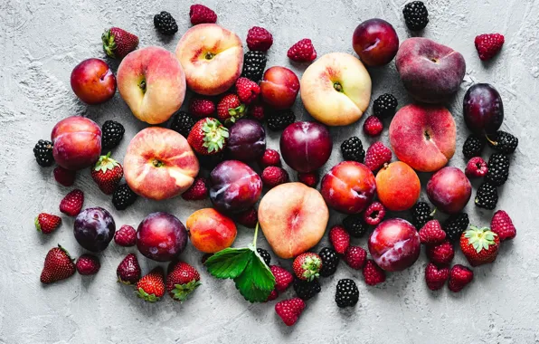 Cherry, berries, raspberry, background, leaf, harvest, strawberry, red