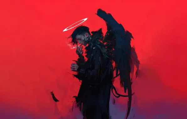 Picture demon, smoking, anime, wings, AI art