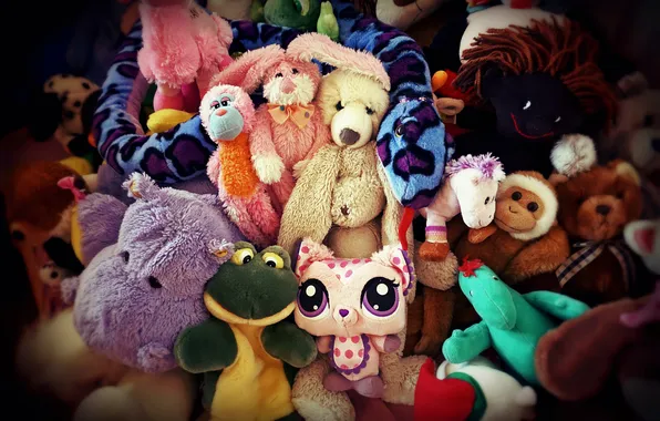 Toy, toys, hare, snake, bear, monkey, pony, Hippo
