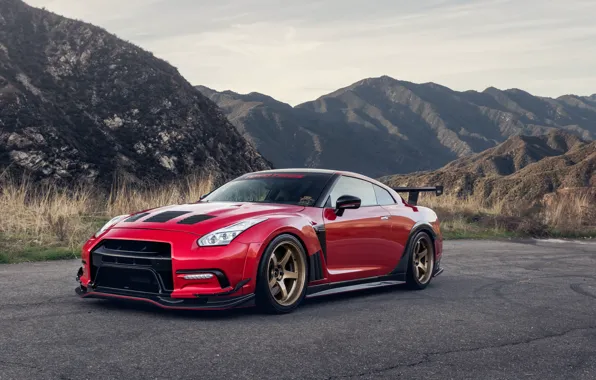 Picture Nissan, Red, GT-R, Black, Bronze