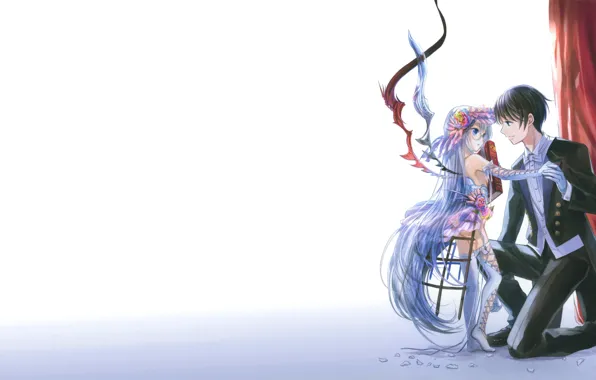 Anime, art, girl, guy, succubus, fuji choko