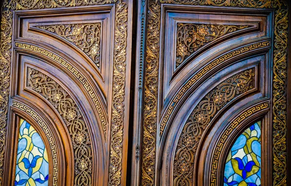 Patterns, interior, the door, stained glass