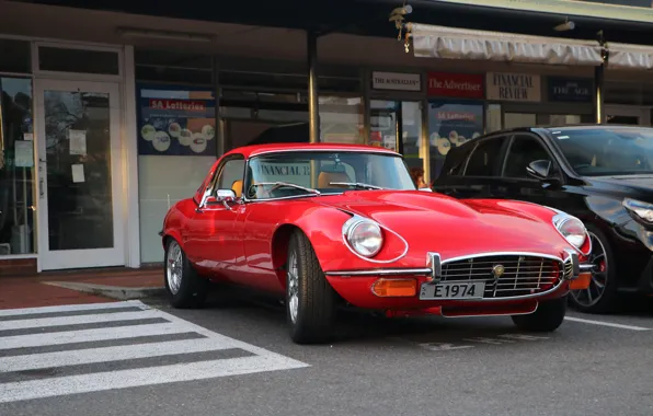 Red, jaguar, model, fast, e type