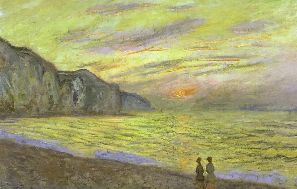 Landscape, picture, Claude Monet, Sunset in Purvile
