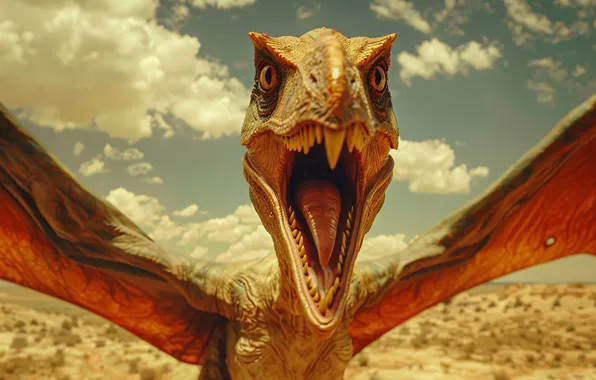 Look, Teeth, Wings, Mouth, Face, Dinosaur, Animal, Front