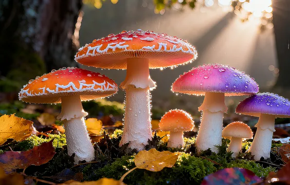 Picture mushrooms, fly agaric, ai art