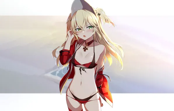 Girl, sexy, cleavage, green eyes, long hair, boobs, anime, beautiful