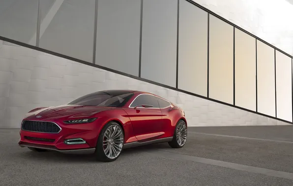 Red, the building, Windows, concept, car, ford, Ford, evos