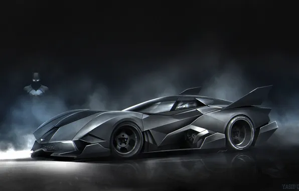 Figure, Smoke, Machine, Art, Batman, Batmobile, Fiction, Rendering