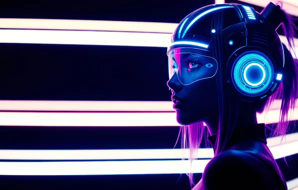 Picture Neon, futuristic, Cyberpunk, female character