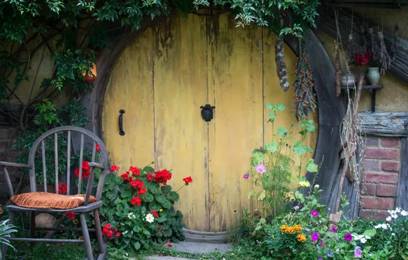 Flowers, The door, Movie, Shir, The hobbit, Hobbiton, Handle, Nora