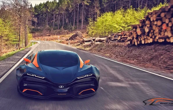 Concept, Road, Trees, Forest, Speed, Car, Lada, Speed