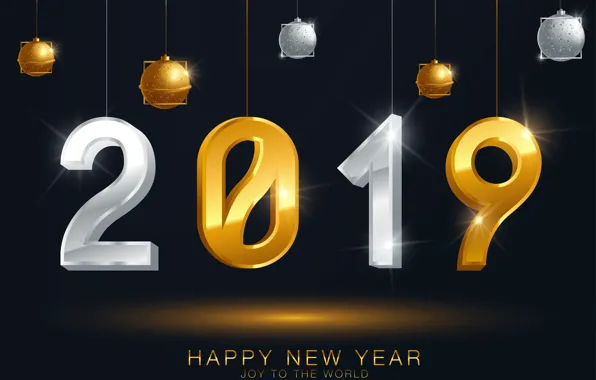 Gold, New Year, figures, golden, black background, black, background, New Year