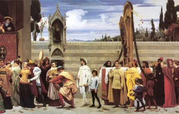 Picture antique, The celebration, Frederic Leighton, Carried in Procession, Cimabue-s Madonna big, Neoclassicism