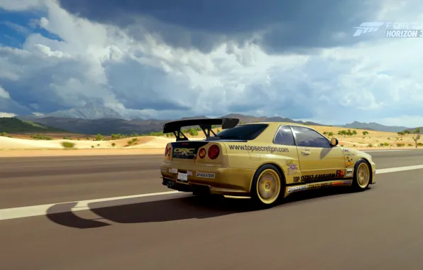 Wallpaper Clouds Nissan Skyline Gtr R34 Forza Horizon 3 Top Secret Copy For Mobile And 