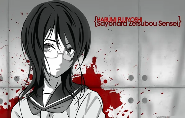 Girl, blood, glasses, Sayonara Zetsubou Sensei, Farewell bleak Sensei