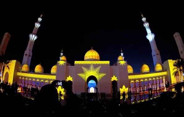 Night, UAE, The Sheikh Zayed Grand mosque, Abu Dhabi, Sheikh Zayed Grand Mosque, Abu-Dhabi