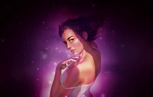 Color, Girl, Figure, Style, Face, Back, Purple, Sexy