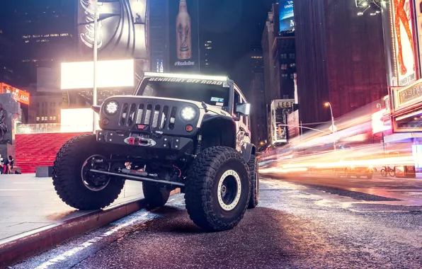 Car, night, street, tuning, SUV, Supercharged, Jeep Wrangler, Automotive Photography