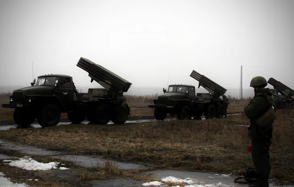 Picture Ural, Grad, BM-21 Grad, volley fire