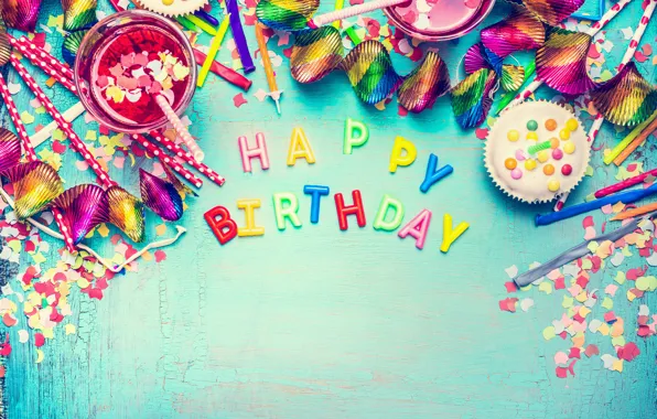 Picture balls, colorful, candy, sweets, Happy Birthday, colours, confetti, celebration