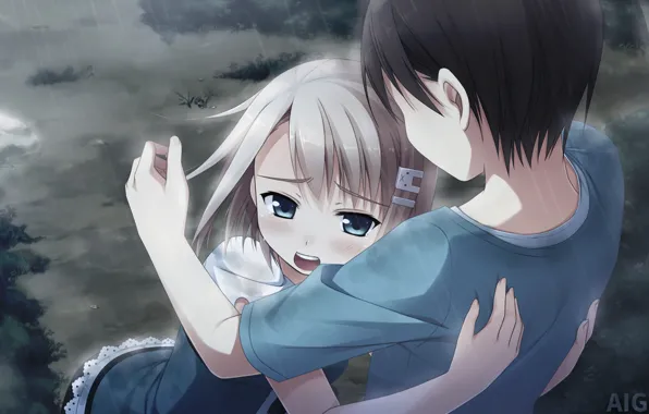 Boy, hugs, girl