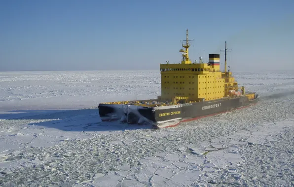 Picture ice, sea, ship, ice-breaker, rosmorport, baltic, kapitan sorokin