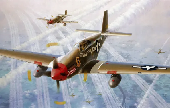 P-51, aircraft, war, art, painting, aviation, ww2, Captain Don Gentile