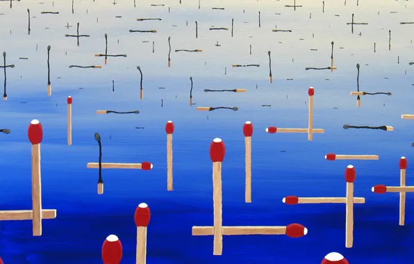 Abstraction, figure, matches, picture, canvas