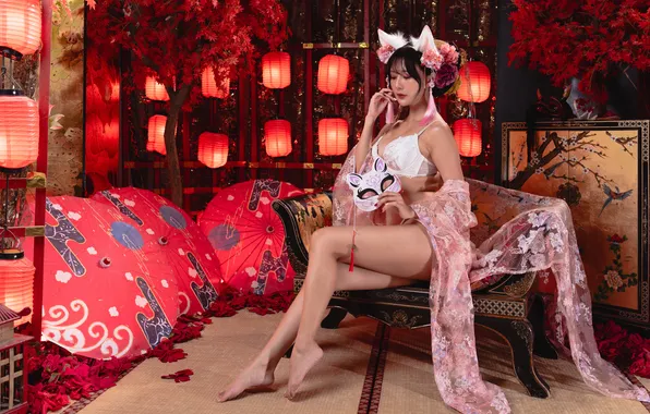 Girl, mask, Asian
