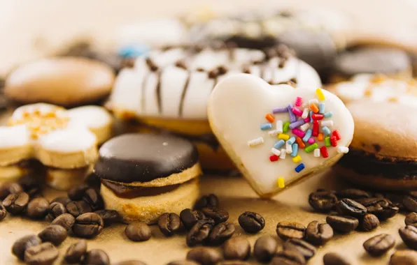 Food, cookies, dessert, cakes, glaze, Chocolate, Cookie, Coffee beans