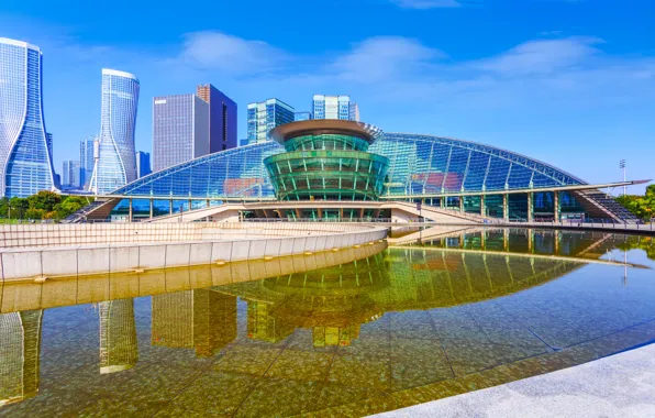 The city, Skyscrapers, China, Shanghai, Urban landscape