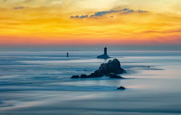 Picture sea, the sky, sunset, night