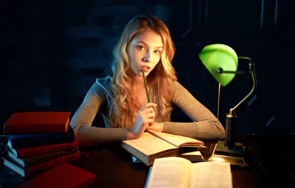 Girl, books, Alexander Vinogradov, Alisa Tarasenko, Alexander Vinogradov