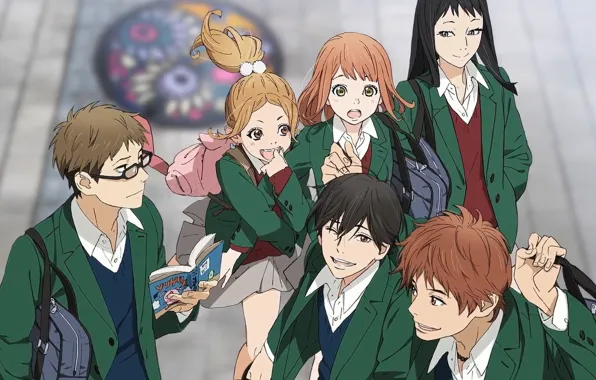 Girls, anime, art, Orange, guys