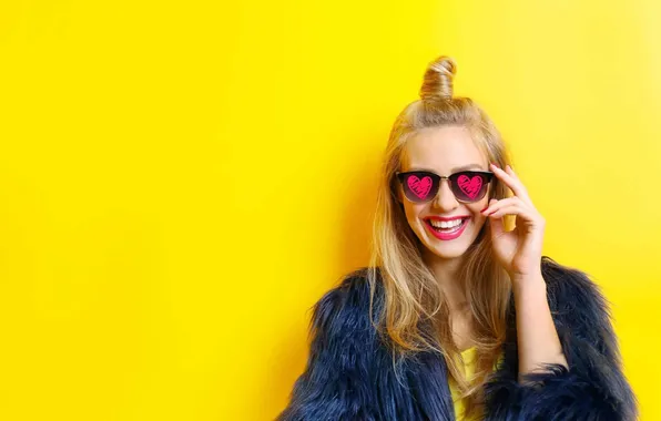 Girl, smile, beautiful, sweet, blonde, sunglasses