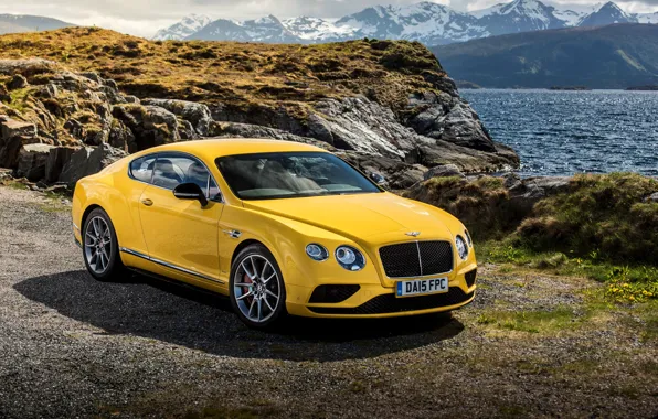 Yellow, Bentley, Continental, Bentley, continental, V8 S, 2015