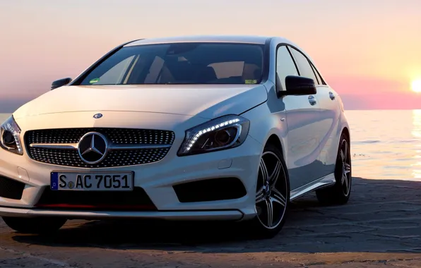 Picture Sunset, White, Machine, Mercedes, Mercedes, Car, 2012, Car, AMG, White, Package, Wallpapers, New, Beautiful, Sport, …