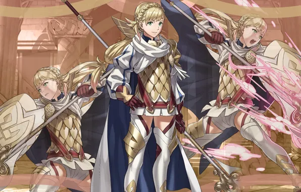 Sword, girl, shield, Heroes, knight, Fire Emblem