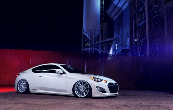 White, coupe, white, hyundai, Hyundai, vossen, genesis, Genesis