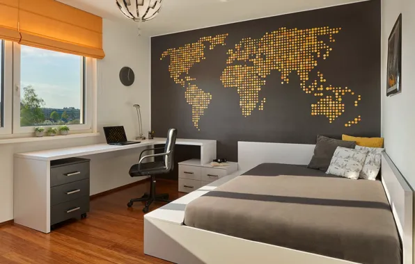 Design, style, interior, bedroom, Desk, the room of the student