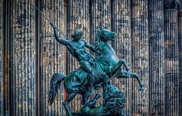 Weapons, horse, people, Leo, sculpture, architecture
