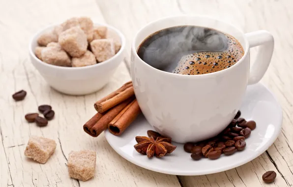 Coffee, sugar, cinnamon, Anis