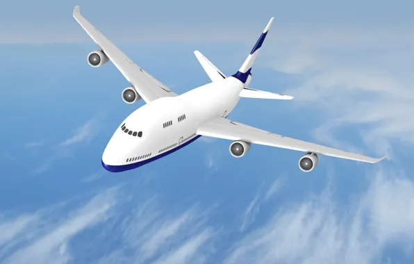 White, the sky, clouds, the plane, Flies