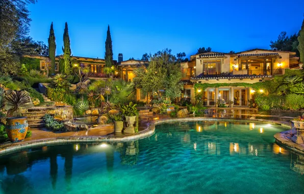 Picture the evening, pool, ranch, santa fe, rancho