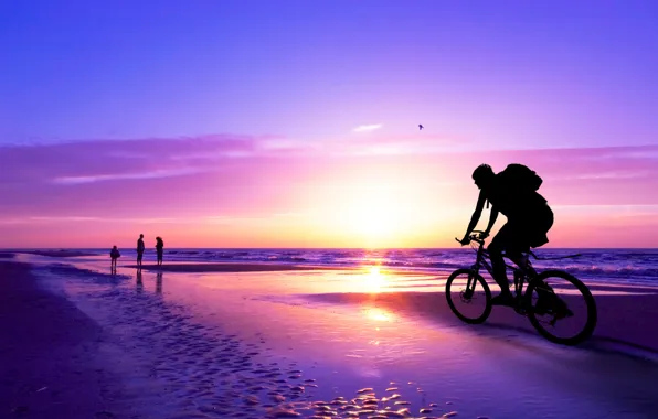 Picture bike, people, sea freshness