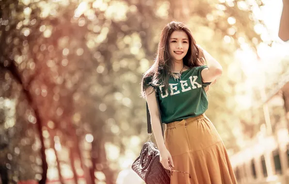 Girl, nature, Asian