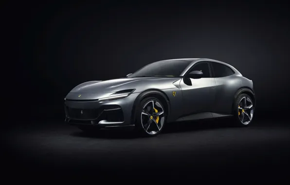 Ferrari, SUV, Black background, 2022, Ferrari Thoroughbred, Purosangue