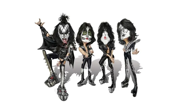 Background, group, caricature, rock, Kiss, Kiss