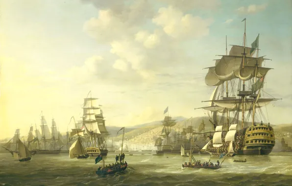 Picture picture, seascape, Nicolaas Baur, The Anglo-Dutch Fleet in the Bay of Algeria